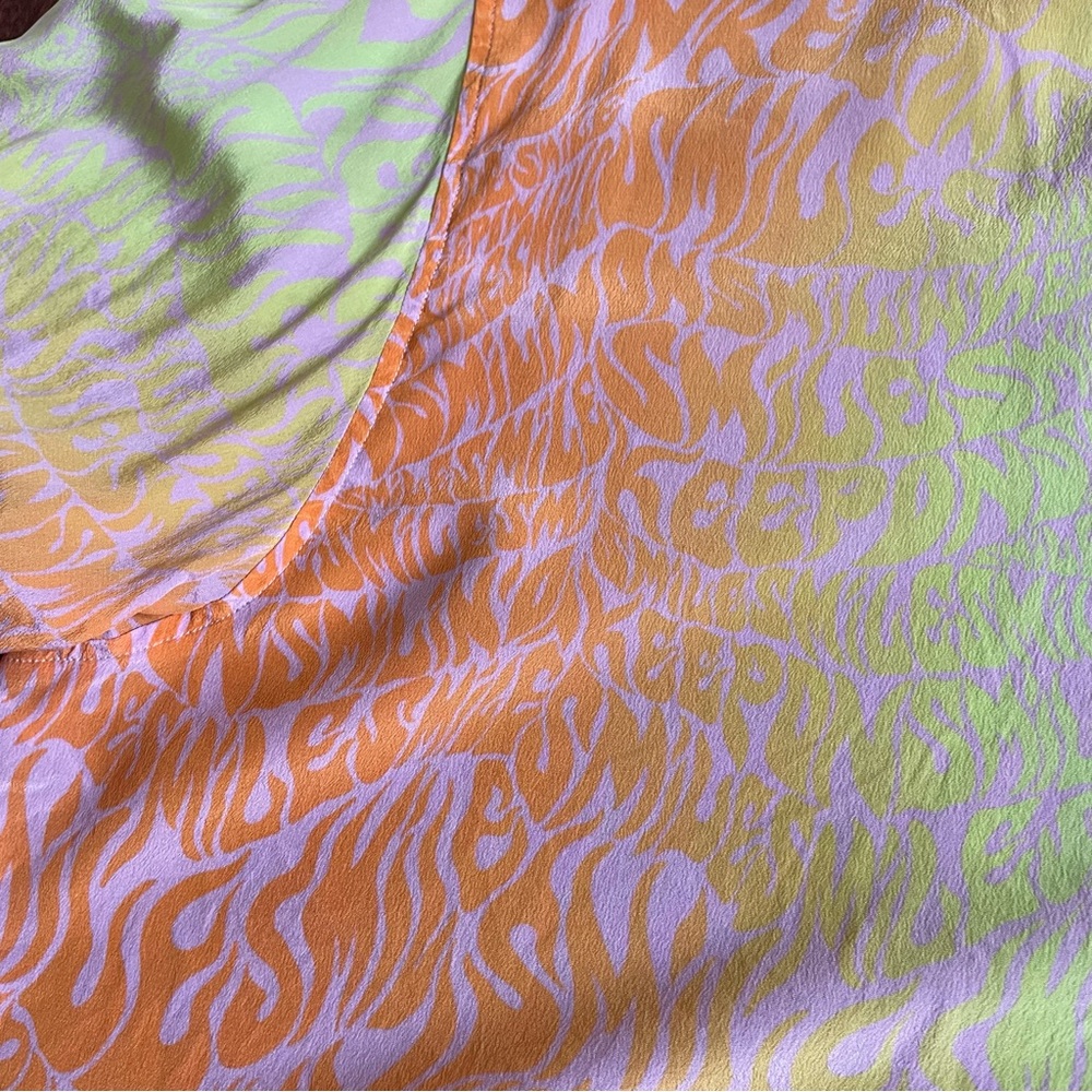 Stella McCartney Keep On Smiling Cropped Silk Shirt Orchid Neon Size 44 - Picture 7 of 14